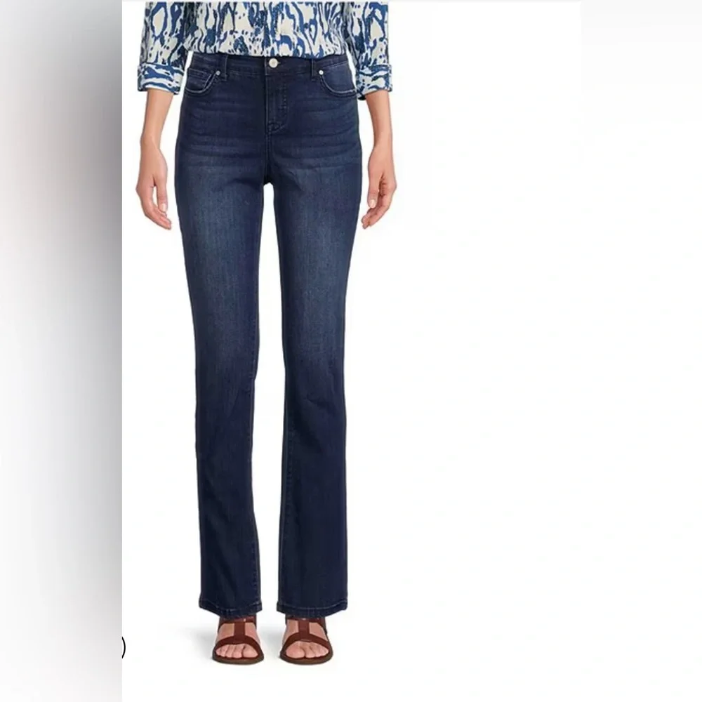 APT9 women’s 16 curvy boot cut stretch jeans dark wash with embellished pockets - Picture 1 of 12